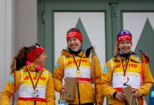 Die Tagessiegerinnen: Nathalie Armbruster (GER), Jenny Nowak (GER), Svenja Wuerth (GER), (l-r)