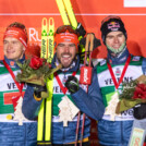 Das Podium: Julian Schmid (GER), Johannes Rydzek (GER), Vinzenz Geiger (GER), (l-r)