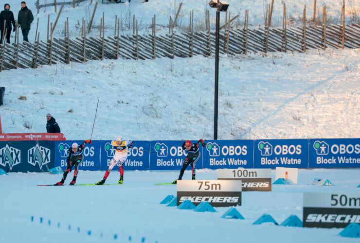 Vinzenz Geiger (GER), Jarl Magnus Riiber (NOR), Julian Schmid (GER), (l-r)