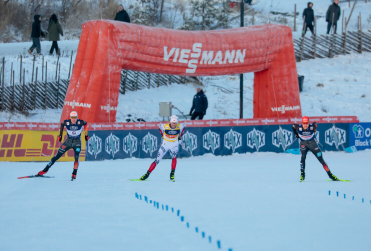 Vinzenz Geiger (GER), Jarl Magnus Riiber (NOR), Julian Schmid (GER), (l-r)