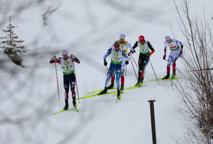 Johannes Lamparter (AUT), Ilkka Herola (FIN), Jarl Magnus Riiber (NOR), Johannes Rydzek (GER), Jens Luraas Oftebro (NOR), (l-r)