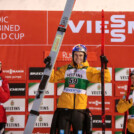 Das Podium des Tages: Jarl Magnus Riiber (NOR), Vinzenz Geiger (GER), Manuel Faisst (GER), (l-r)