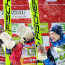 Die Sieger der Herren: Jens Luraas Oftebro (NOR), Jarl Magnus Riiber (NOR), Kristjan Ilves (EST), (l-r)