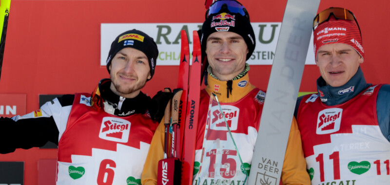 Das Podium der Herren: Ilkka Herola (FIN), Vinzenz Geiger (GER), Julian Schmid (GER), (l-r)