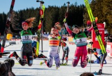 Nathalie Armbruster (GER), Ida Marie Hagen (NOR), Haruka Kasai (JPN), (l-r)