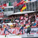 Zieleinlauf beim Massenstart: Jarl Magnus Riiber (NOR), Jens Luraas Oftebro (NOR), Manuel Faisst (GER), Joergen Graabak (NOR), (l-r)