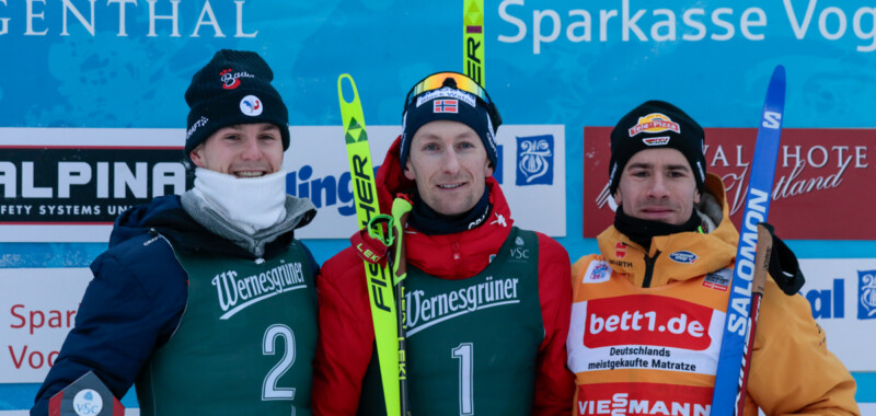 Das Podium vom Samstag: Matteo Baud (FRA), Espen Bjoernstad (NOR), Jakob Lange (GER), (l-r)