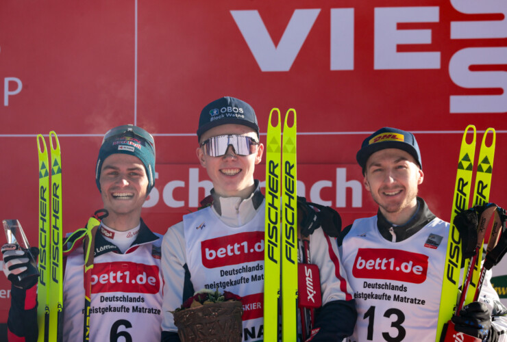 Das Podium der Herren: Johannes Lamparter (AUT), Jens Luraas Oftebro (NOR), Ilkka Herola (FIN), (l-r)