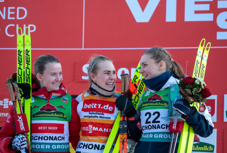 Das Podium der Damen: Gyda Westvold Hansen (NOR), Ida Marie Hagen (NOR), Marte Leinan Lund (NOR), (l-r)