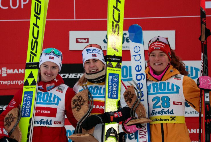 Gyda Westvold Hansen (NOR), Ida Marie Hagen (NOR), Nathalie Armbruster (GER), (l-r)