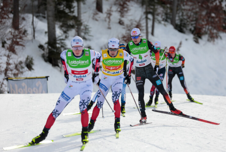 Jens Luraas Oftebro (NOR), Jarl Magnus Riiber (NOR), Vinzenz Geiger (GER), (l-r)