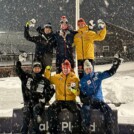 Strahlende Gesichter nach dem Junioren-Einzel: Atsushi Narita (JPN), Paul Walcher (AUT), Richard Stenzel (GER) (oben, l-r), Kyotaro Yamazaki (JPN), Felix Brieden (GER), Andreas Gfrerer (AUT) (unten, l-r)