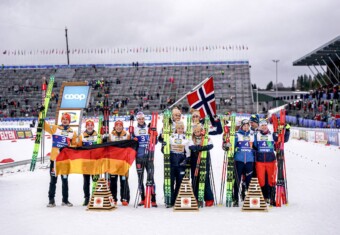 Julian Schmid (GER), Jenny Nowak (GER), Nathalie Armbruster (GER), Vinzenz Geiger (GER), Jens Luraas Oftebro (NOR), Gyda Westvold Hansen (NOR), Ida Marie Hagen (NOR), Jarl Magnus Riiber (NOR), Stefan Rettenegger (AUT), Lisa Hirner (AUT), Johannes Lamparter (AUT), Claudia Purker (AUT), (l-r)