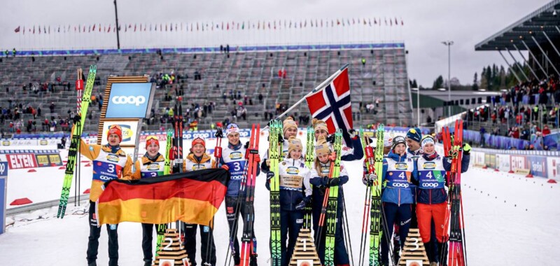 Julian Schmid (GER), Jenny Nowak (GER), Nathalie Armbruster (GER), Vinzenz Geiger (GER), Jens Luraas Oftebro (NOR), Gyda Westvold Hansen (NOR), Ida Marie Hagen (NOR), Jarl Magnus Riiber (NOR), Stefan Rettenegger (AUT), Lisa Hirner (AUT), Johannes Lamparter (AUT), Claudia Purker (AUT), (l-r)