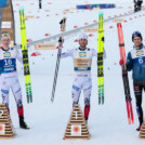 Die Medaillengewinner: Jens Luraas Oftebro (NOR), Jarl Magnus Riiber (NOR), Vinzenz Geiger (GER), (l-r)