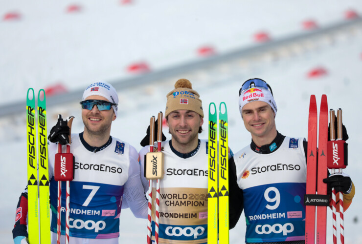 Joergen Graabak (NOR), Jarl Magnus Riiber (NOR), Vinzenz Geiger (GER), (l-r)