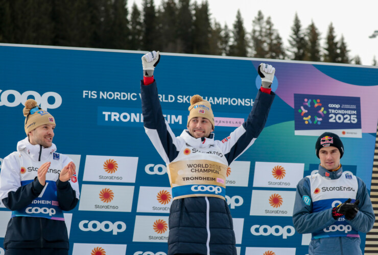 Joergen Graabak (NOR), Jarl Magnus Riiber (NOR), Vinzenz Geiger (GER), (l-r)