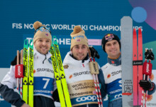 Joergen Graabak (NOR), Jarl Magnus Riiber (NOR), Vinzenz Geiger (GER), (l-r)