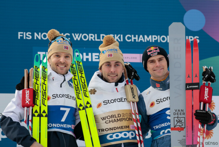 Joergen Graabak (NOR), Jarl Magnus Riiber (NOR), Vinzenz Geiger (GER), (l-r)