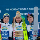 Das Podium: Jens Luraas Oftebro (NOR), Jarl Magnus Riiber (NOR), Vinzenz Geiger (GER), (l-r)