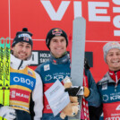 Jarl Magnus Riiber (NOR), Vinzenz Geiger (GER), Johannes Lamparter (AUT), (l-r)